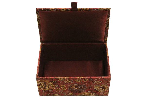 6 x 4 x 2.5 inch Maroon Embroidered Geometric Zari Box