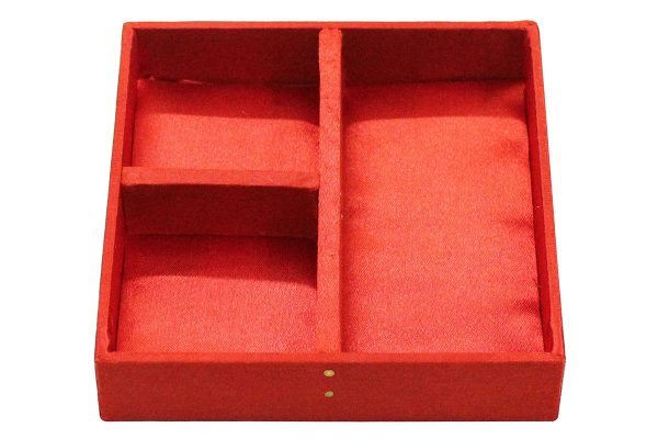 5 x 5 x 3 inch Red Embroidered Floral Zari Box