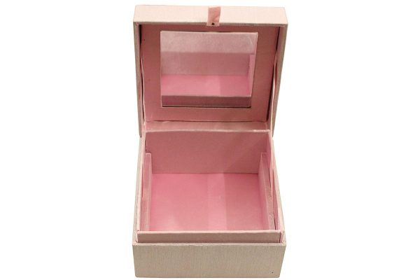 5 x 5 x 3 inch Pink Embroidered Floral Zari Box