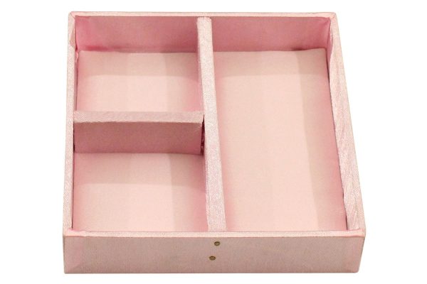 5 x 5 x 3 inch Pink Embroidered Floral Zari Box