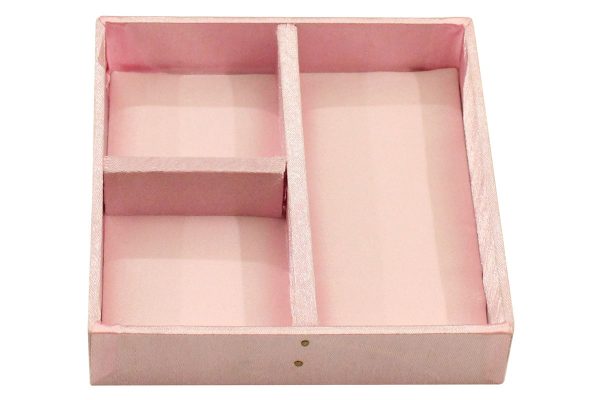 5 x 5 x 3 inch Pink Embroidered Floral Zari Box