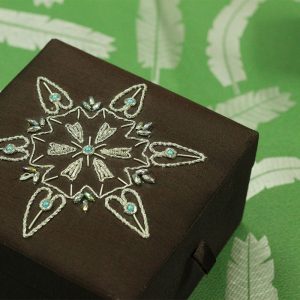 5 x 5 x 3 inch Brown Embroidered Floral Zari Box