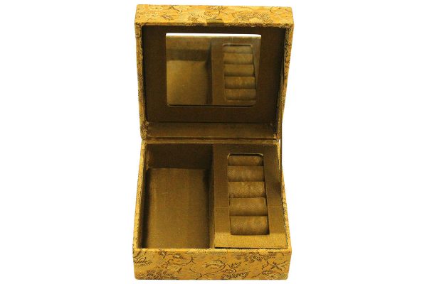 5 x 5 x 2.5 inch Gold Embroidered Floral Zari Box